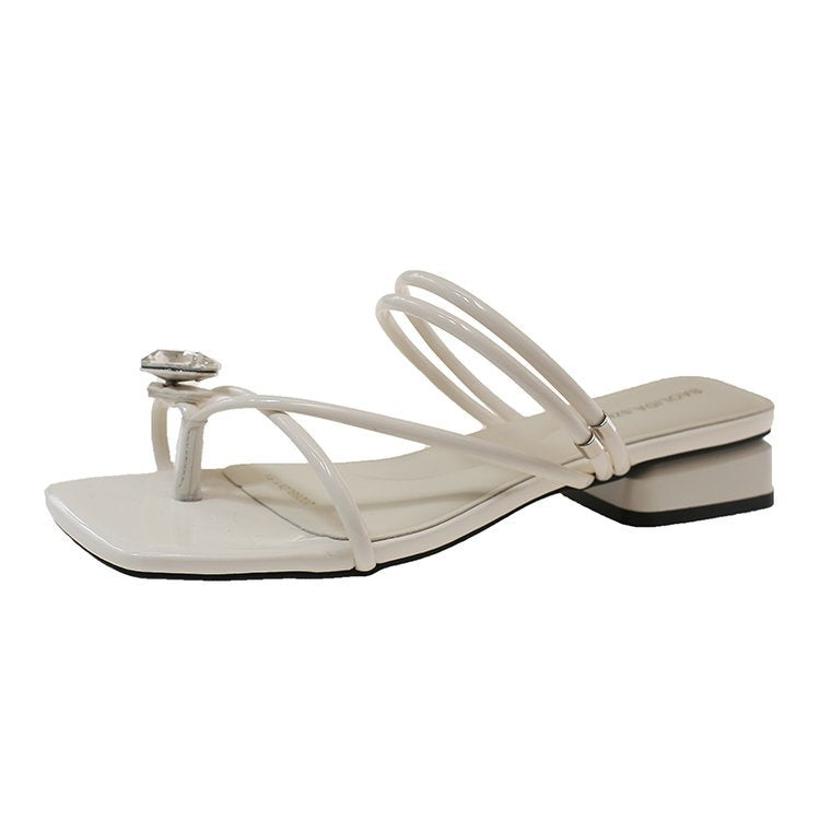 Damen elegante Sandaletten mit chicem Querriemen und Glitzer-Akzent R&B