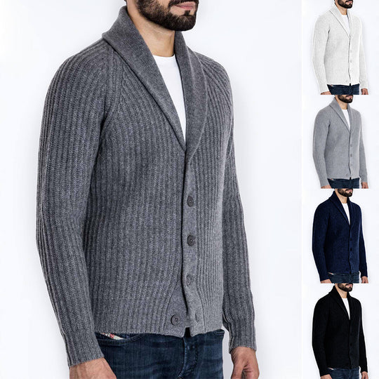 Herren Strickjacke mit modernem Schalkragen R&B