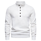 Herren bequemer Stehkragenpullover mit Knopfleiste und strukturiertem Design R&B