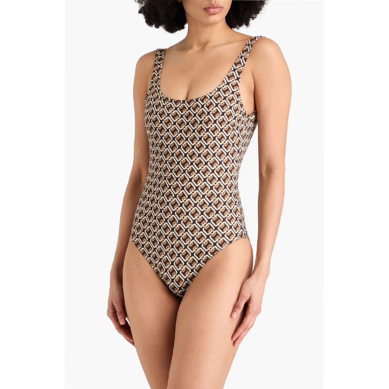 Damen Designer Badeanzug mit geometrischem Muster R&B