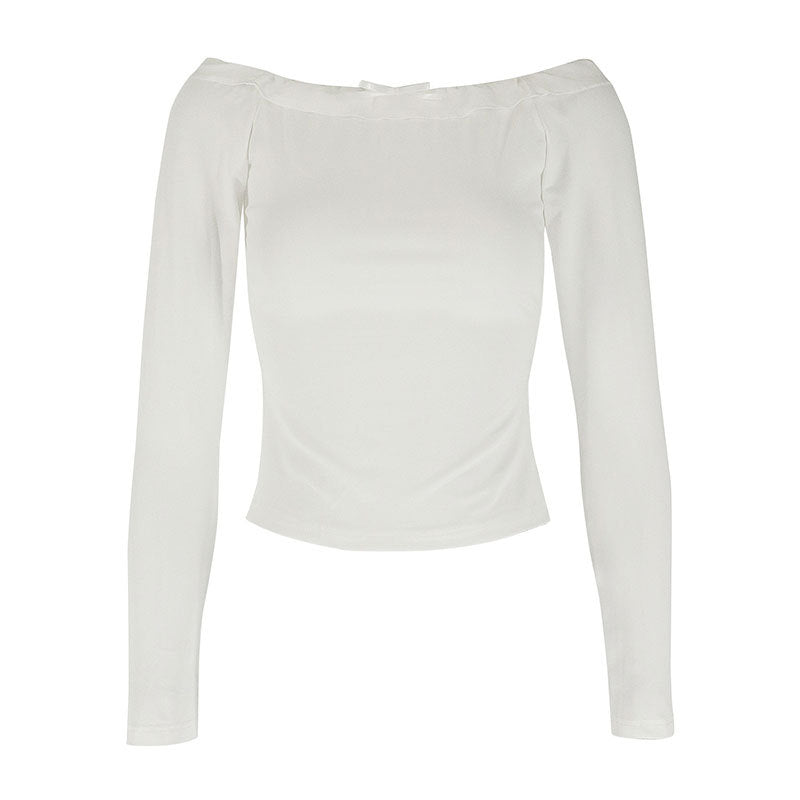 Damen Off-Shoulder Langarmoberteil mit zartem Rüschenbesatz R&B