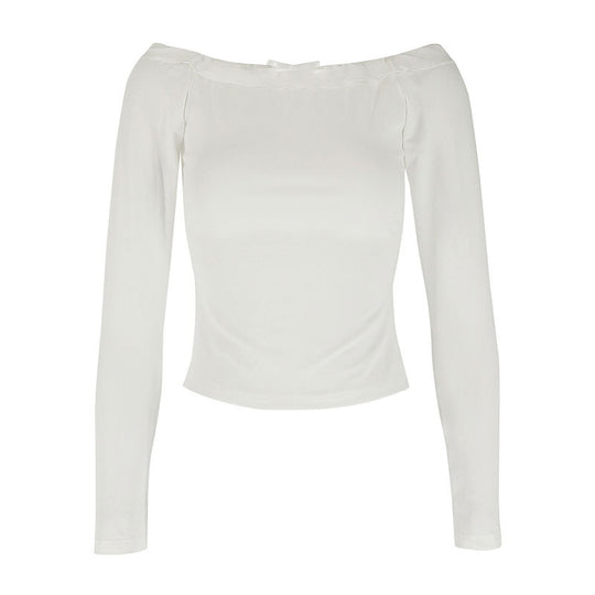 Damen Off-Shoulder Langarmoberteil mit zartem Rüschenbesatz R&B