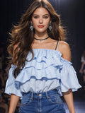 Damen Bluse mit Volants R&B