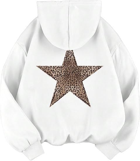 Damen lässiger Kapuzenpullover mit leopardem Muster auf Stern R&B