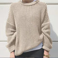 Damen legerer Grobstrickpullover mit weitem Schnitt und trendy Maschenmuster R&B
