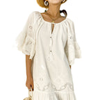 Damen Luftiges Sommerkleid mit Spitzenverzierungen EB