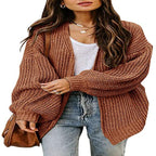 Damen Oversized Strickpullover mit Ballonärmeln und Strukturdesign R&B