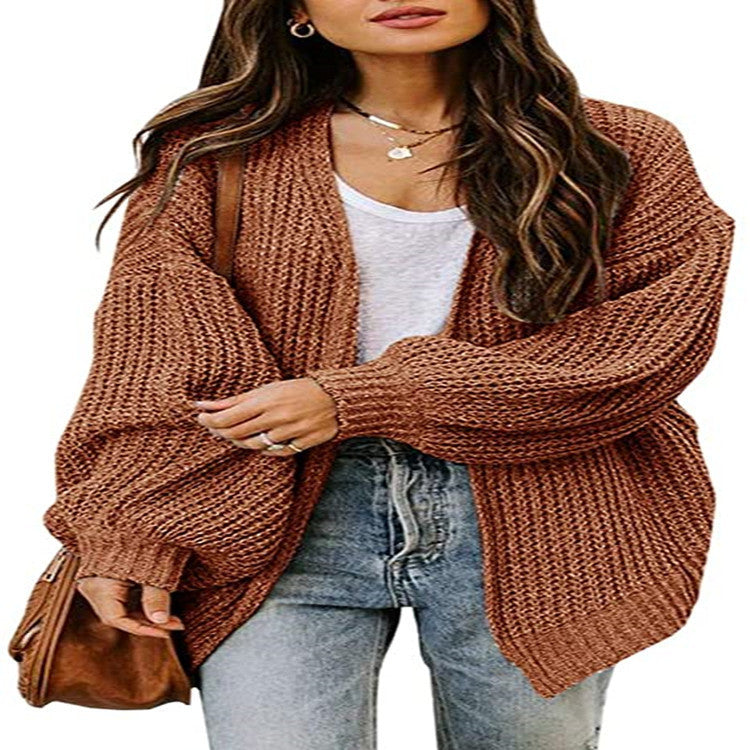 Damen Oversized Strickpullover mit Ballonärmeln und Strukturdesign R&B