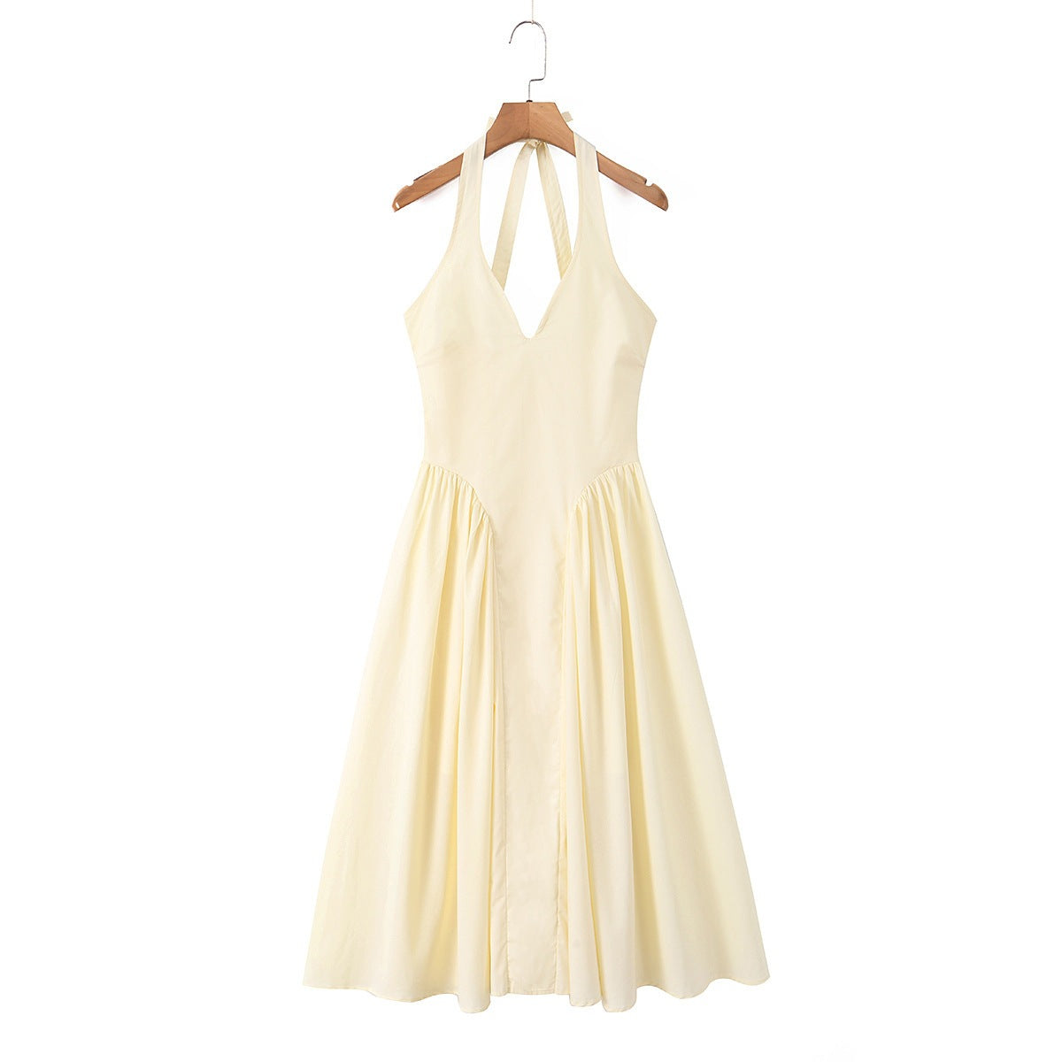 Damen Maxi-Kleid mit elegantem V-Ausschnitt und raffinierten Falten R&B