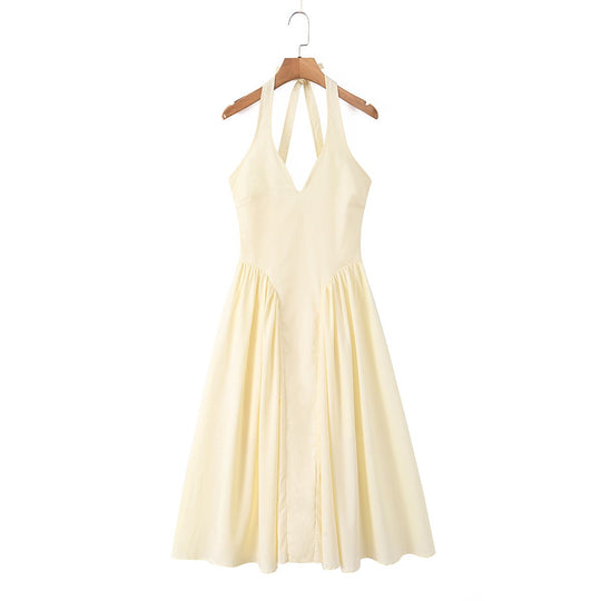 Damen Maxi-Kleid mit elegantem V-Ausschnitt und raffinierten Falten R&B