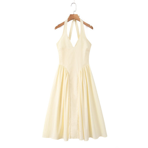 Damen Maxi-Kleid mit elegantem V-Ausschnitt und raffinierten Falten R&B