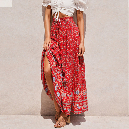 Damen Maxi-Rock aus floraler Baumwolle R&B