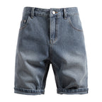 Herren nan Jeansshorts mit Umschlag, mittelhoher Bund und klassischer Taschenaufteilung R&B