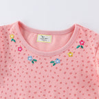 Mädchen Langarmkleid mit niedlichen Hasen- und Blumenapplikationen R&B