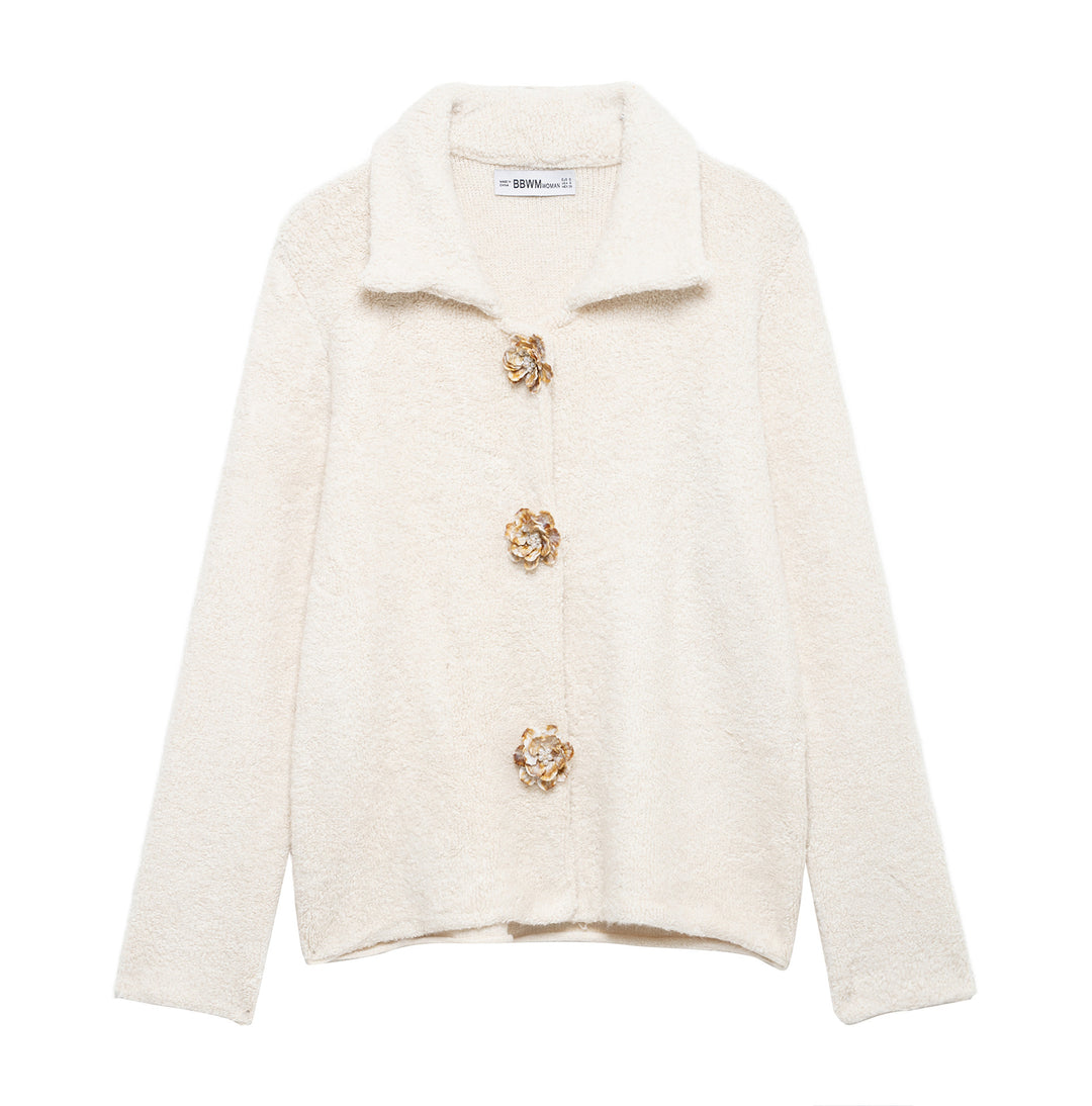 Damen elegante Strickjacke mit dekorativen Knopfdetails R&B