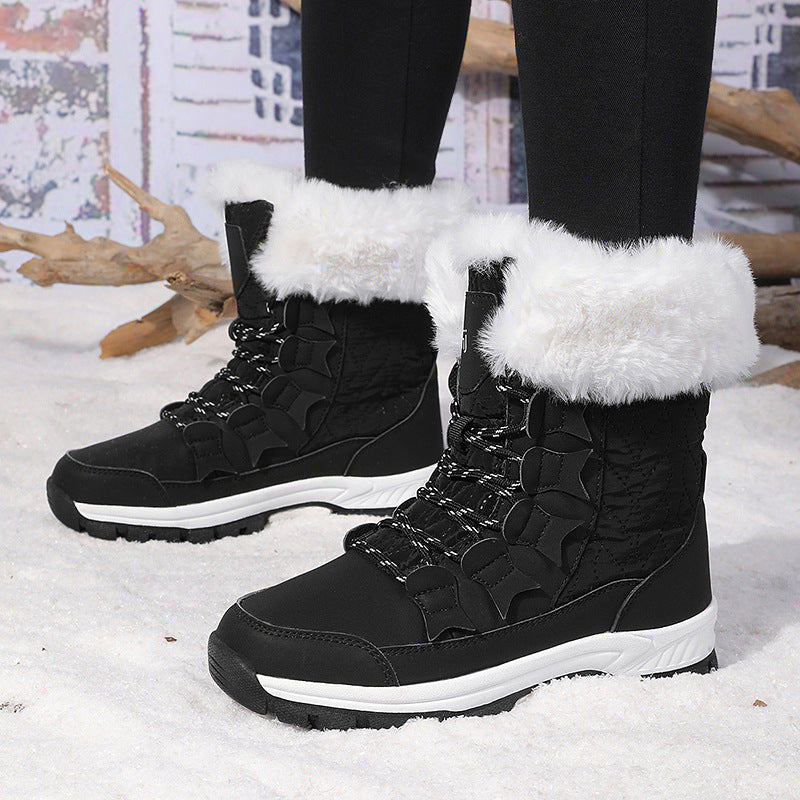 Damen Winterstiefel mit isolierendem Kunstfellkragen und rutschfester Sohle R&B