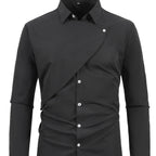 Herren Kreatives Langarmhemd mit asymmetrischem Design R&B