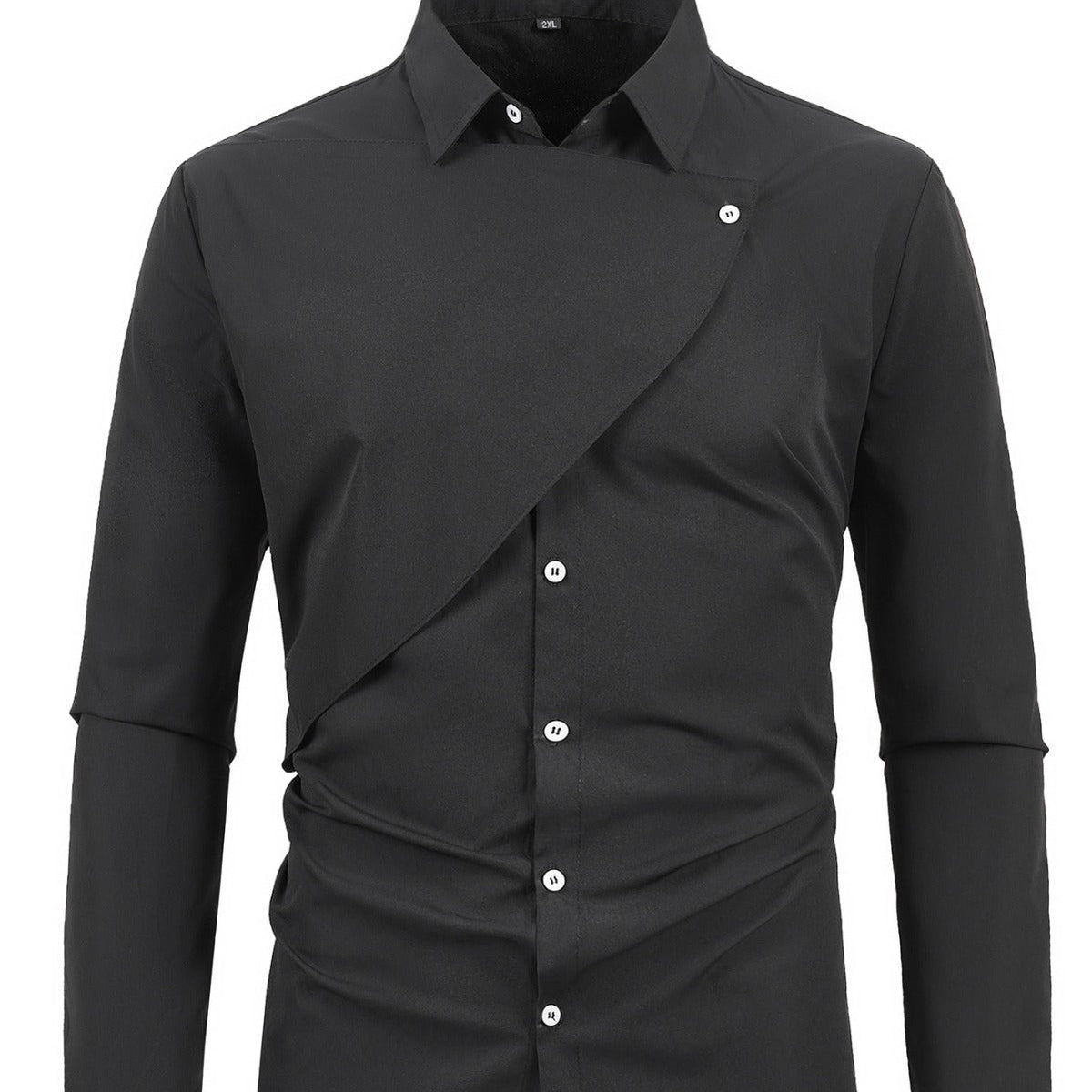 Herren Kreatives Langarmhemd mit asymmetrischem Design R&B