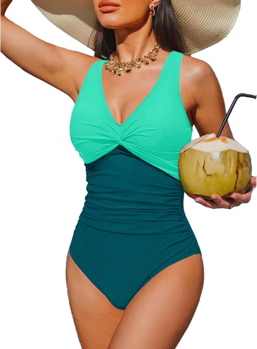 Damen Eleganter Einteiler Badeanzug mit modischem Twist R&B