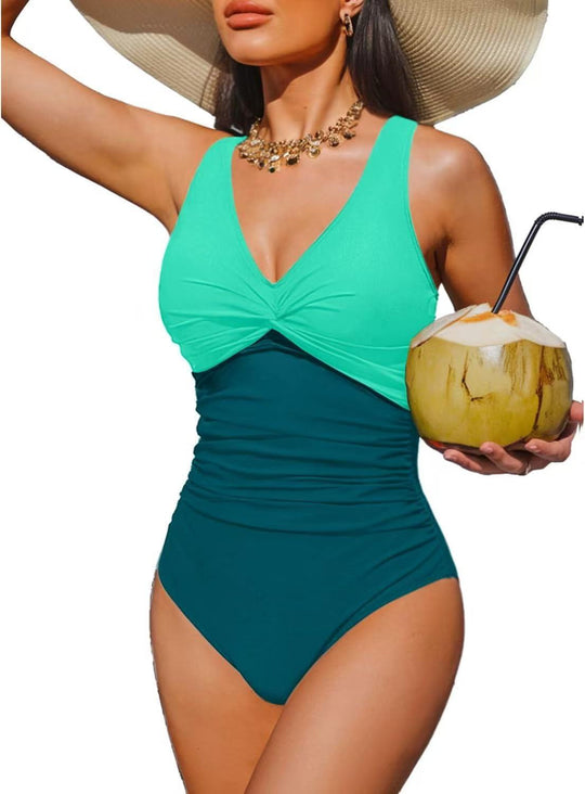 Damen Eleganter Einteiler Badeanzug mit modischem Twist R&B