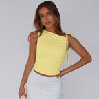 Damen asymmetrisches Top mit Raffung R&B