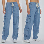 Damen Cargo-Jeans mit lockerer Passform und praktischen Seitentaschen R&B