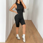 Damen Sportlicher Bodycon Einteiler mit hohem Kragen R&B