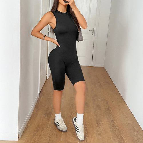 Damen Sportlicher Bodycon Einteiler mit hohem Kragen R&B