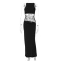 Damen Langes Abendkleid mit transparentem Spitzen-Overlay und figurbetonter Passform R&B