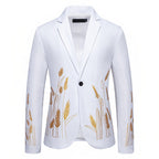 Herren eleganter Blazer mit floralen Stickereien R&B