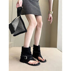 Damen modische Fersenlose Sandalen mit elastischem Knöchelriemen R&B