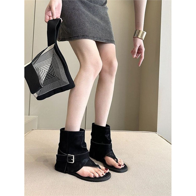 Damen modische Fersenlose Sandalen mit elastischem Knöchelriemen R&B