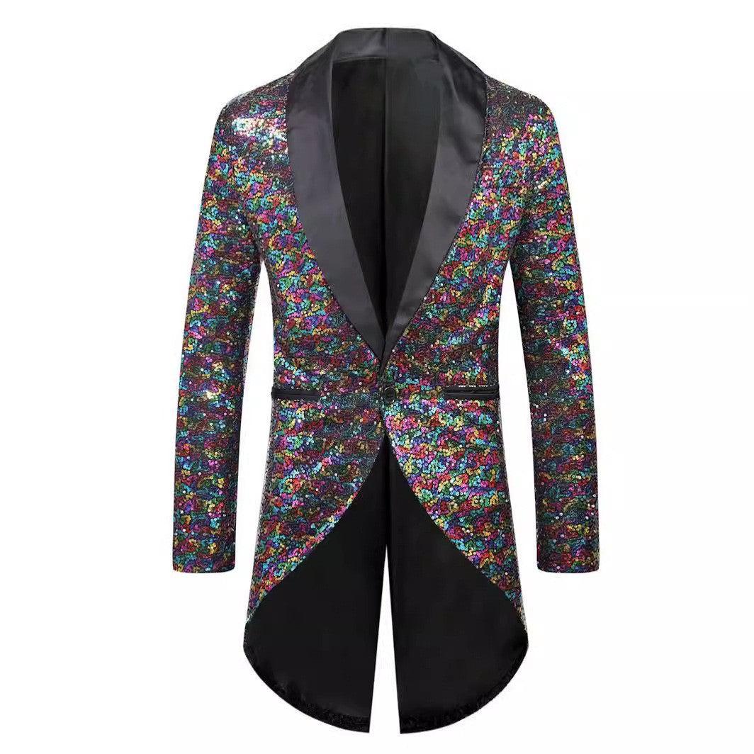 Herren Glitzernder Anzugblazer mit elegantem Schalkragen R&B