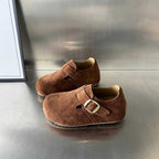 Damen bequeme Wildleder-Clogs mit elegantem Schnallenverschluss R&B