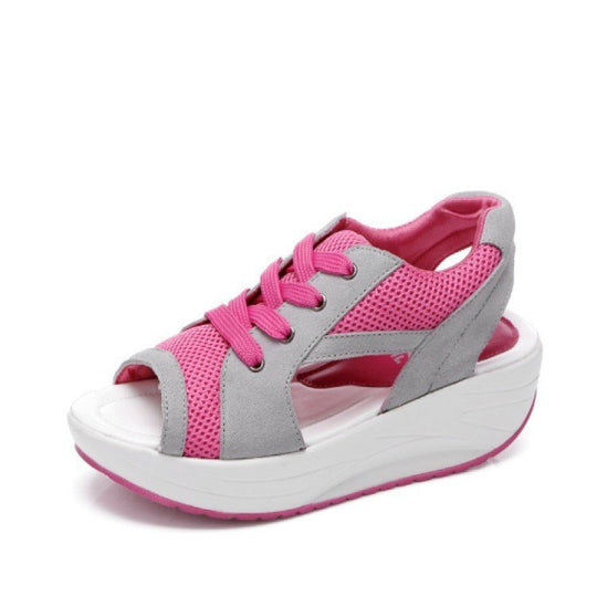 Damen sportlich gestaltete Sneaker-Sandalen mit offener Zehenpartie und atmungsaktiver Mesh-Oberfläche R&B