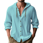 Herren lässige Kapuzenshirtjacke mit Knopfleiste und praktischen Taschen R&B