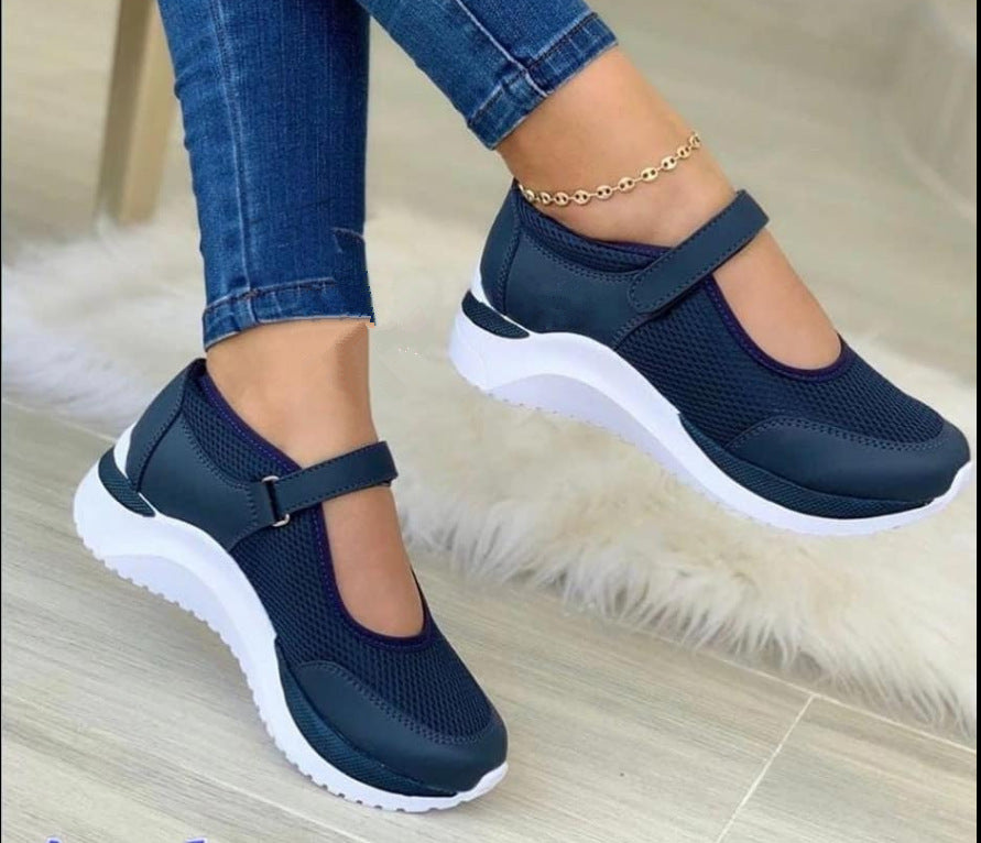 Damen bequeme Mesh-Sneakers mit Klettverschluss R&B