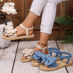 Damen Espadrilles Sandalen mit großem Schleifen-Detail R&B