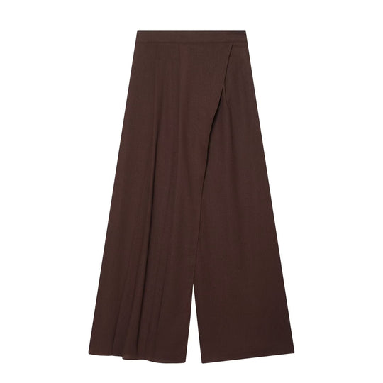 Damen elegante weite Hochbundhose mit asymmetrischem Schnitt R&B