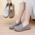 Damen Komfortable Slip-On Schuhe mit flexiblem Strickoberteil und modischem Schnallen-Detail R&B