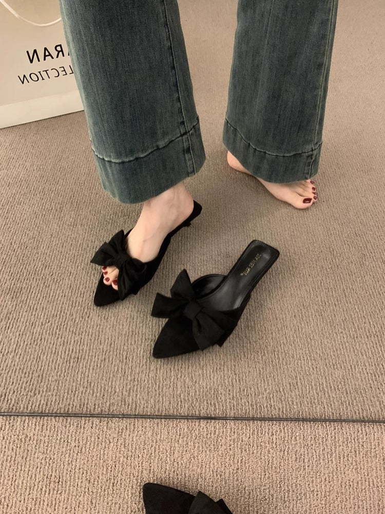 Damen elegante Pantolette mit dekorativem Schleifenapplikation R&B