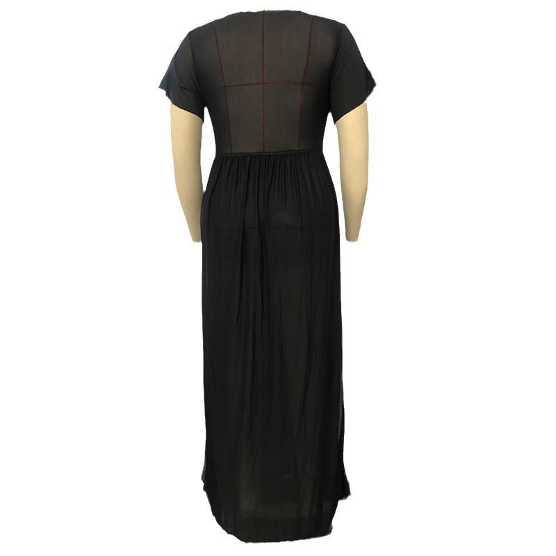 Damen Maxikleid mit V-Ausschnitt und fließender Silhouette R&B