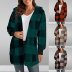 Damen Kuschelige Oversized Jacke mit Kapuze R&B