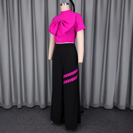 Damen Modische kurzärmlige Bluse mit dekorativem Schleifen-Detail R&B