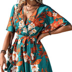 Damen Jumpsuit mit floralem Design und weiten Ärmeln R&B