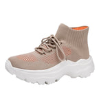 Damen Strick-Sneakers mit hohem Kragen und rutschfester Sohle R&B