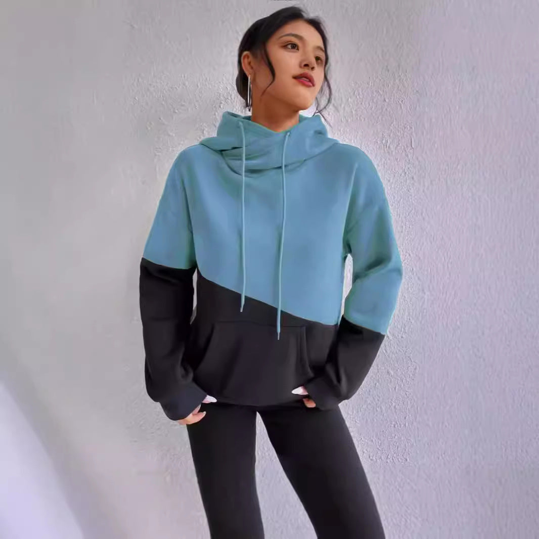 Damen lässiger Kapuzenpullover mit Farbblock-Design R&B