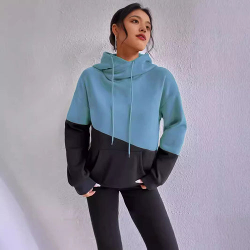 Damen lässiger Kapuzenpullover mit Farbblock-Design R&B