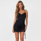 Damen Satin Minikleid mit eleganten Spitzenakzenten R&B