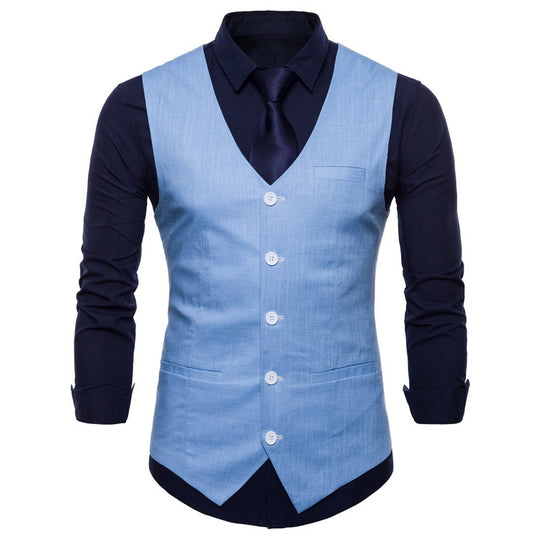 Herren elegante Anzugweste mit praktischen Taschen und detailliertem Design R&B